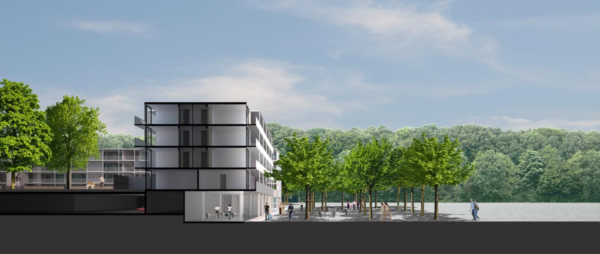 Visualisierung Wohnüberbauung Bern Brünnen - Projektwettbewerb - ARGE Schelling Spycher Wälchli, Zürich