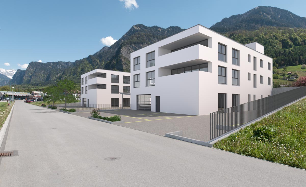 Visualisierung Wohn- und Gewerbehaus - Schlumpf Immobilien GmbH, Vilters
