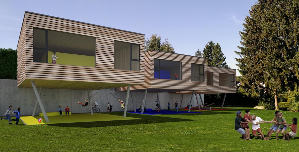 Visualisierung Kindergarten - Projektwettbewerb - bauwelt architekten ag, Biel