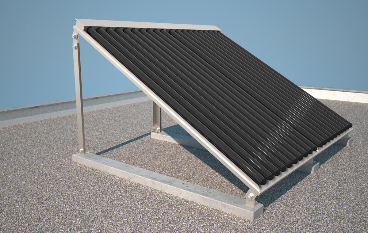 Visualisierung Röhrenkollektor (Flachdach) - Oekotherm AG, Laupen ZH