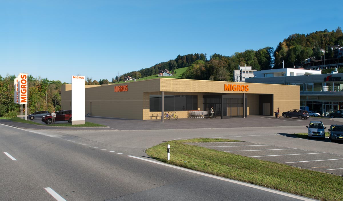 Visualisierung Migros Supermarkt - architekten : rlc ag, Rheineck