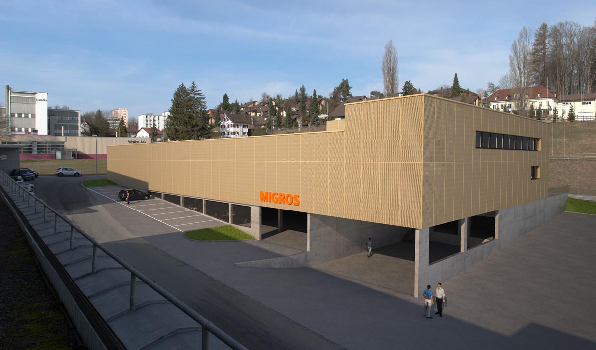 Visualisierung Migros Supermarkt - architekten : rlc ag, Rheineck