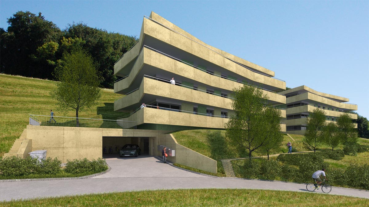 Visualisierung Wohnüberbauung, Architekturwettbewerb, bauwelt architekten ag, Biel
