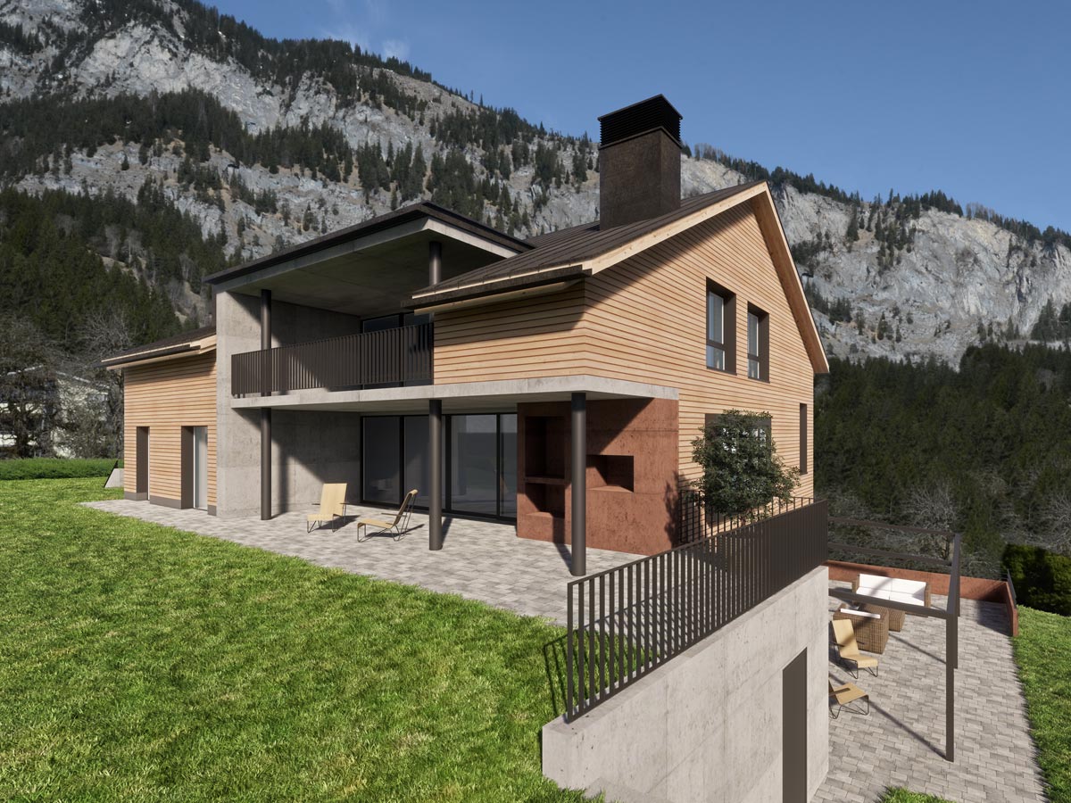 Visualisierung Wohnhaus, Marcus Gross & Werner Rüegg, Dipl. Architekten FH/SIA AG, Flims
