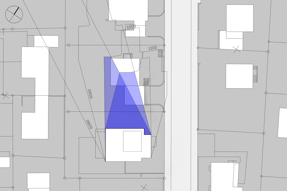 Schattendiagramm, Dauerschatten, Schattenverlauf 11:00 Uhr