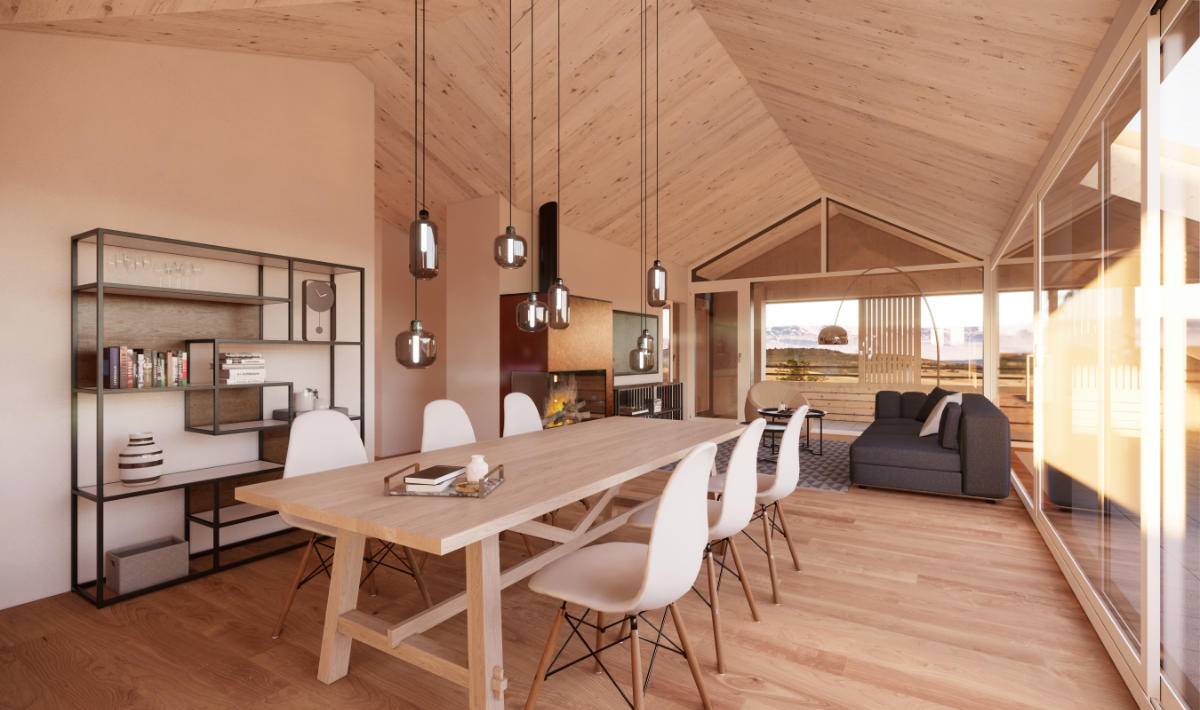 Visualisierung Wohn-/Essbereich Dachwohnung - JB Architekturbüro AG, Appenzell