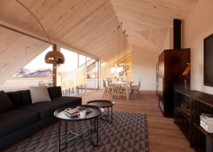 Visualisierung Wohnbereich Dachwohnung - JB Architekturbüro AG, Appenzell