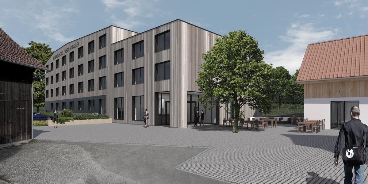 Visualisierung Businesshotel - archform dipl. architekten gmbh, St. Gallen