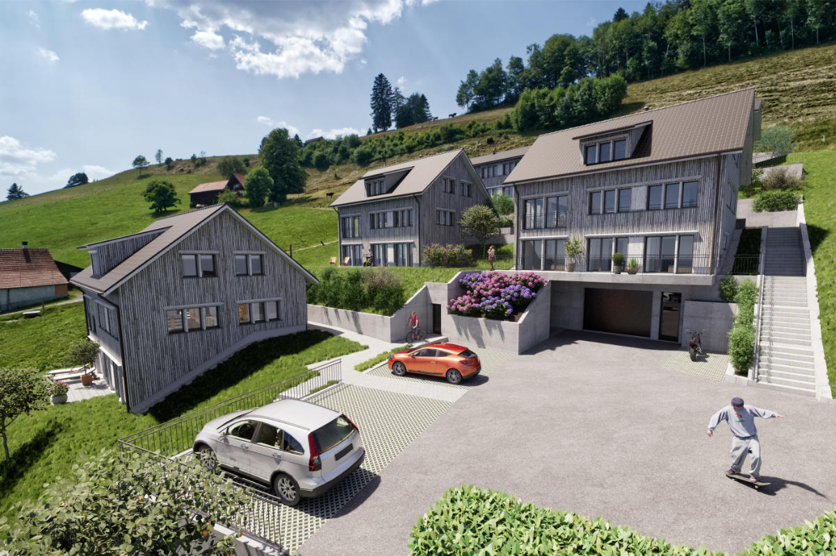 Visualisierung Wohnüberbauung am Hang - Kowa Montagen GmbH, Villnachern
